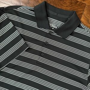Nike Golf Men’s Polo Shirt Tour Performance Dri-FIT Medium Black & White Stripe
